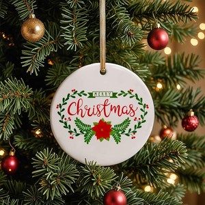 Christmas Mockup Blank White Round Ce ramic
